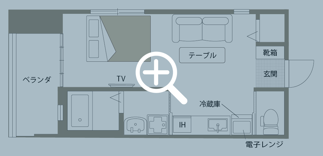 スタジオルームの間取り図